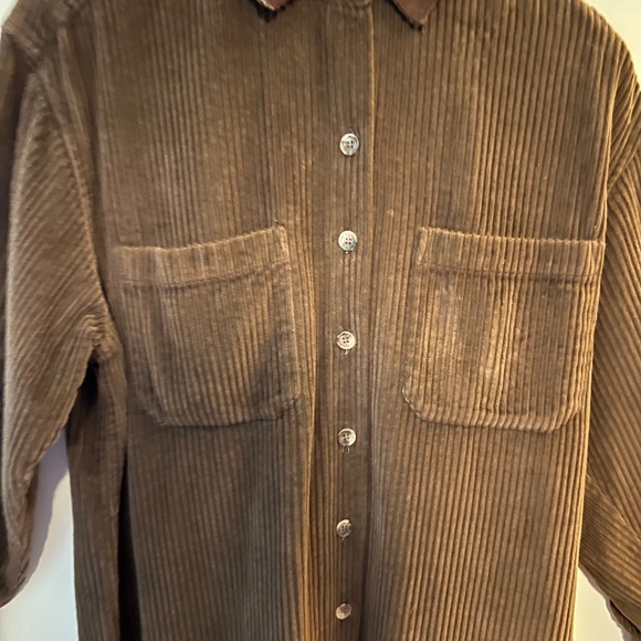Charter Club Brown Corduroy Shacket W/ Suede Collar & 2 Front Pockets - Size S - Picture 2 of 7